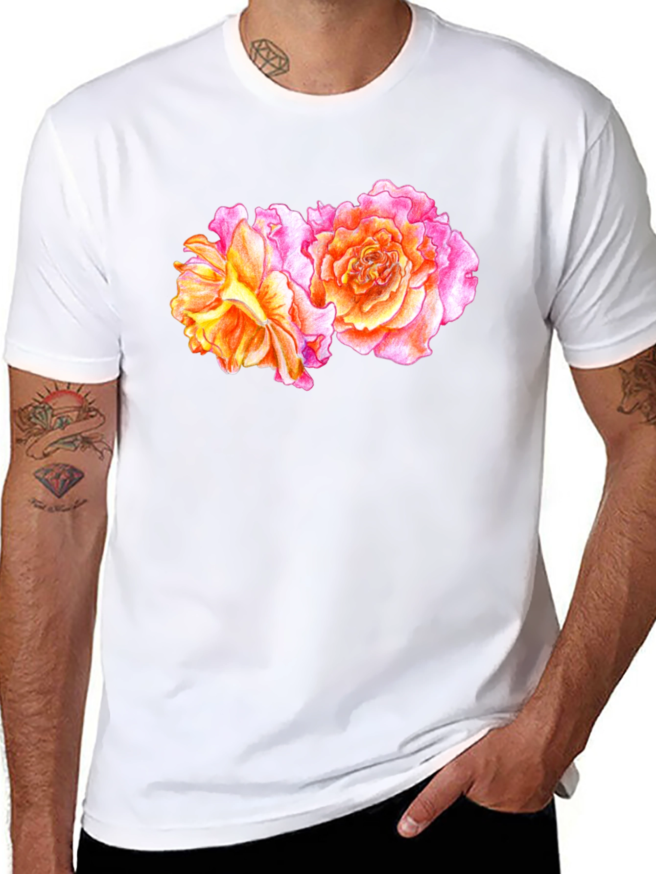 Floral Rose T-Shirt - Black