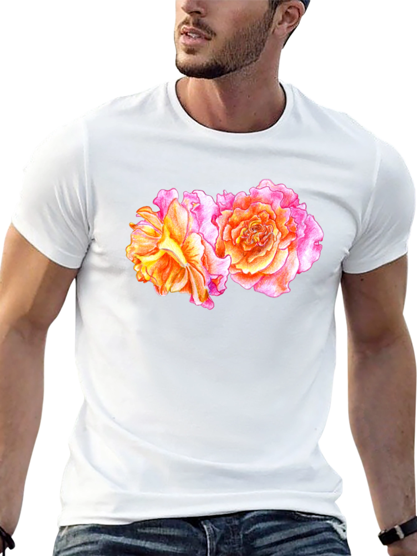 Floral Rose T-Shirt - Black