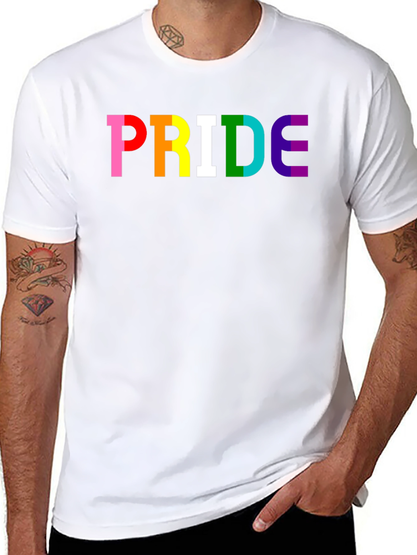 PRIDE Rainbow Graphic T-Shirt - Black Cotton Blend