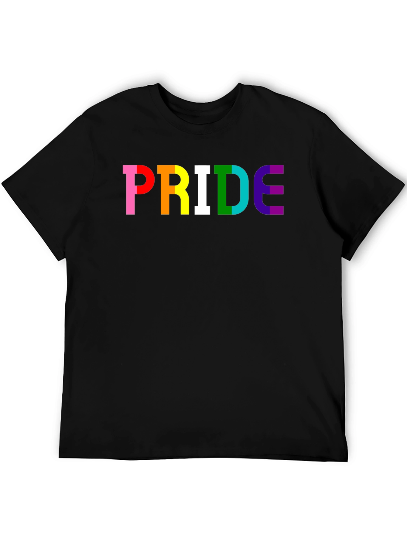 PRIDE Rainbow Graphic T-Shirt - Black Cotton Blend