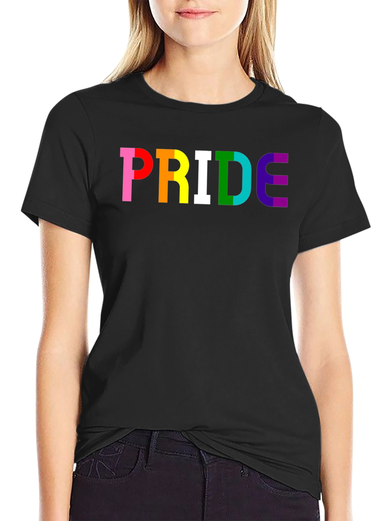PRIDE Rainbow Graphic T-Shirt - Black Cotton Blend