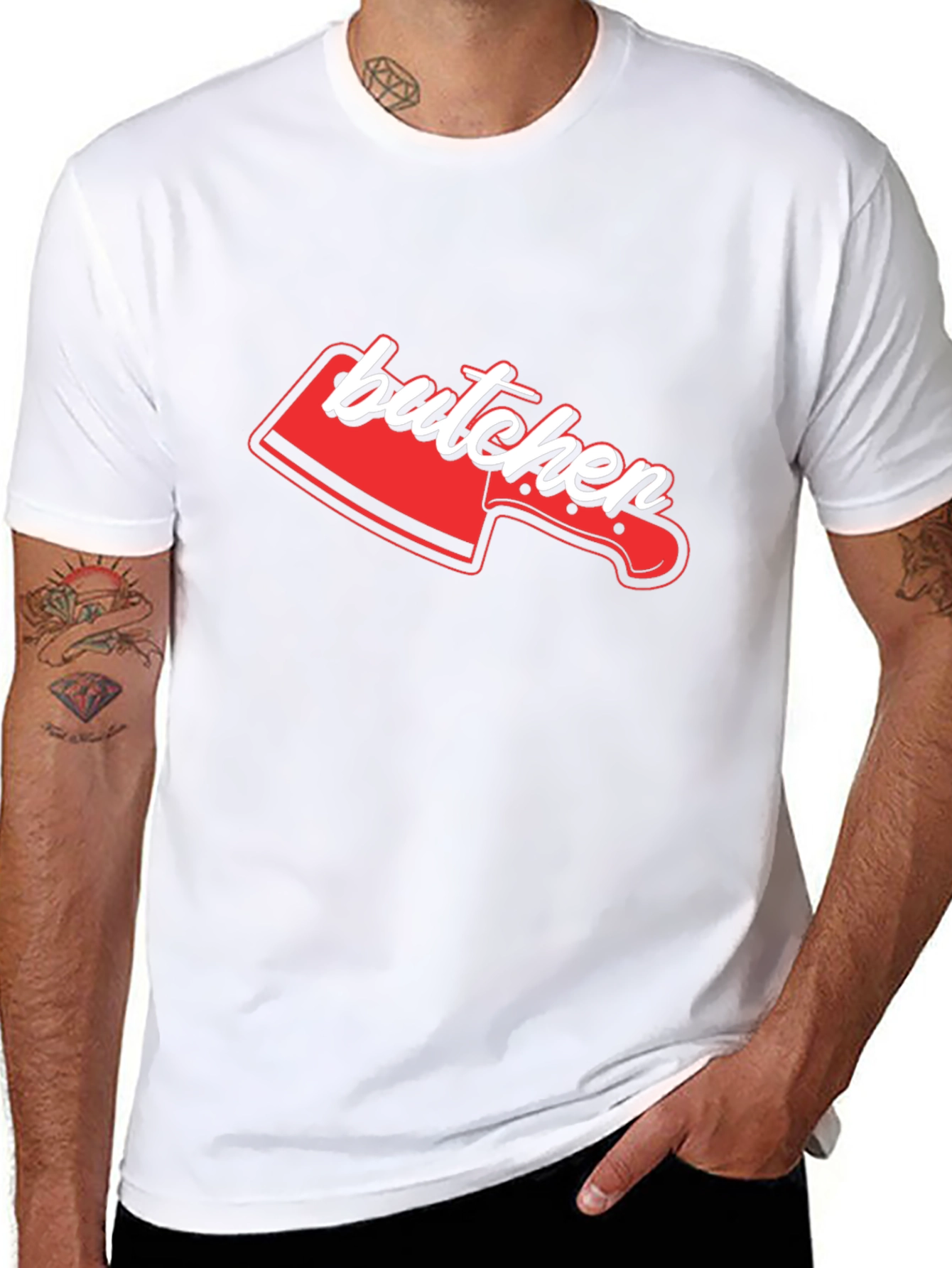 Butcher Knife Graphic Tee - Novelty T-Shirt
