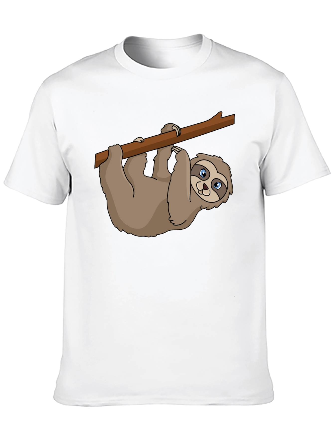 Sloth on Branch Graphic Tee - Casual Black T-Shirt
