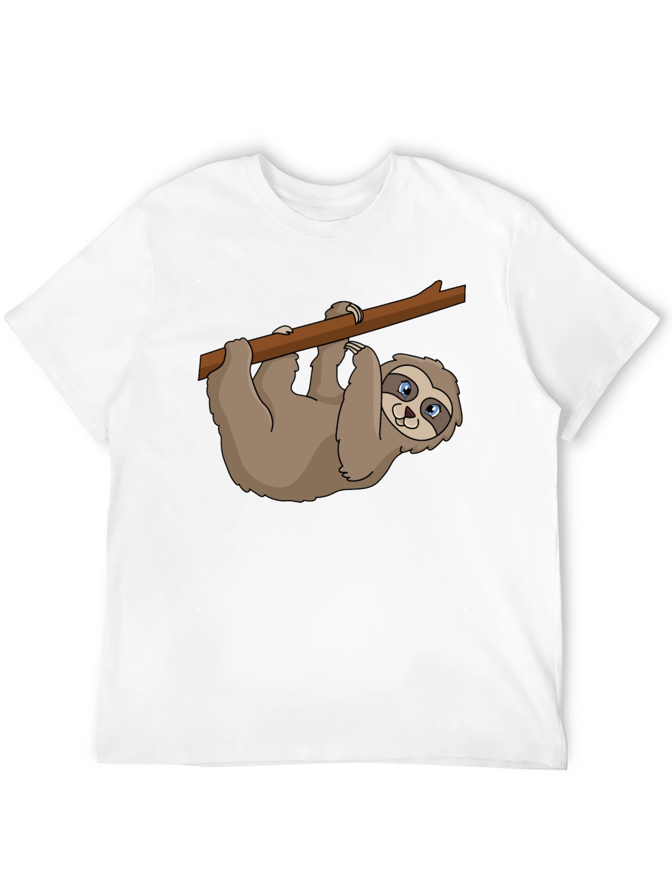 Sloth on Branch Graphic Tee - Casual Black T-Shirt