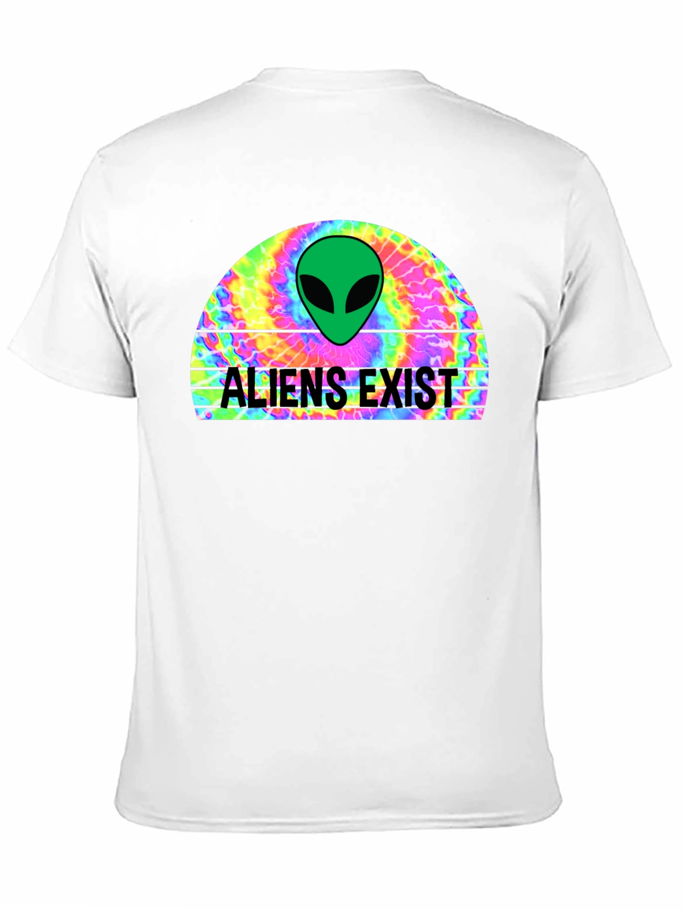 Aliens Exist Graphic T-Shirt - Retro Tie Dye Design
