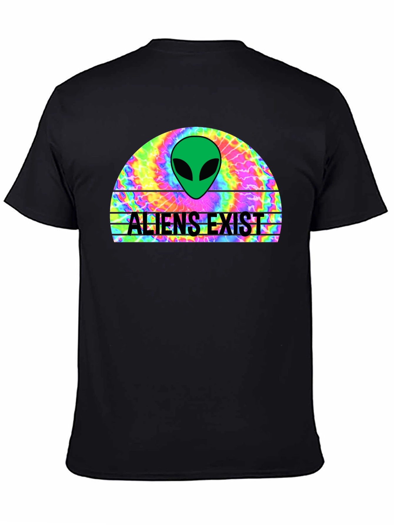 Aliens Exist Graphic T-Shirt - Retro Tie Dye Design