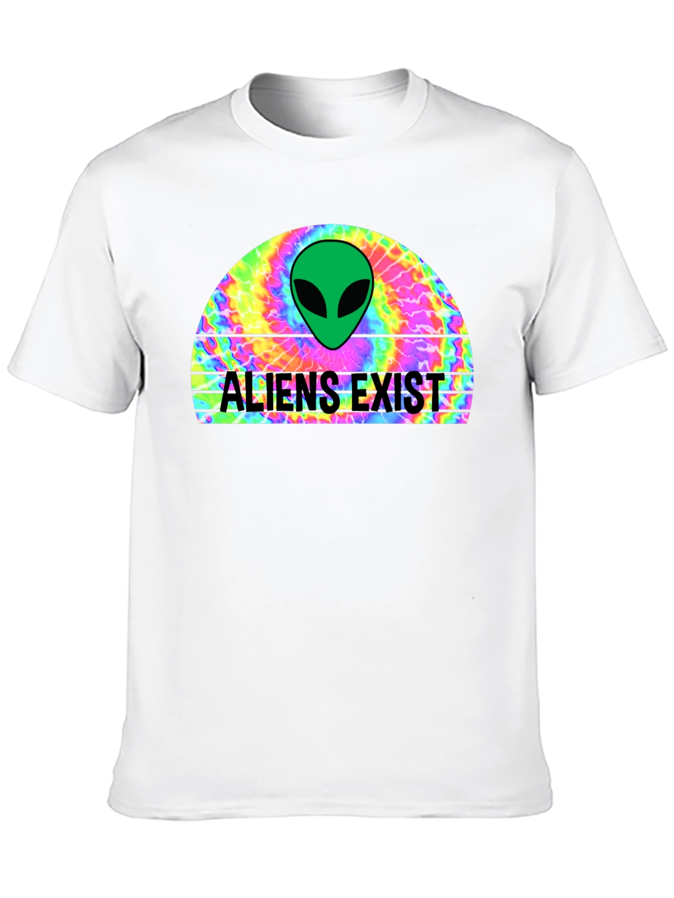 Aliens Exist Graphic T-Shirt - Retro Tie Dye Design