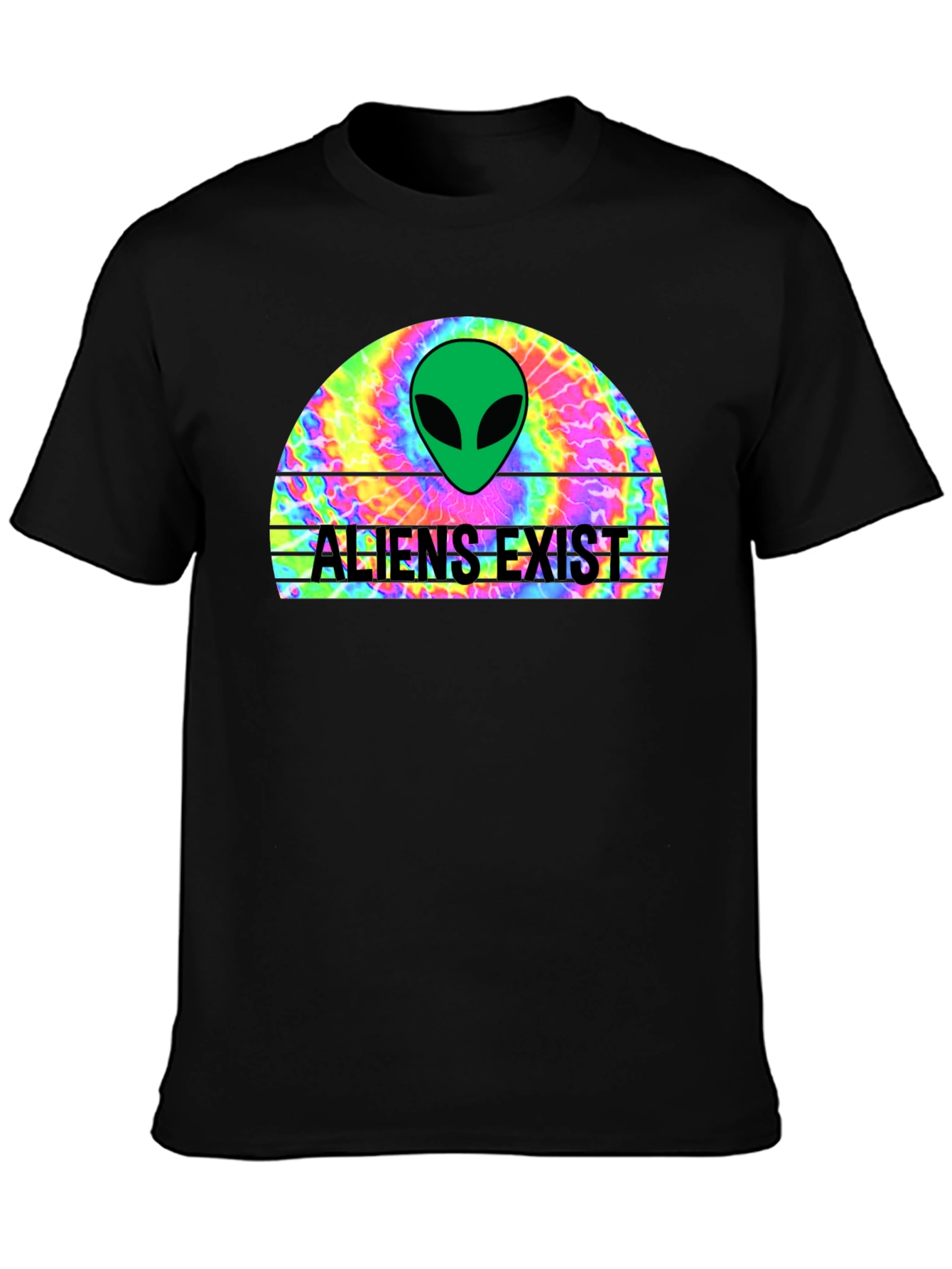 Aliens Exist Graphic T-Shirt - Retro Tie Dye Design