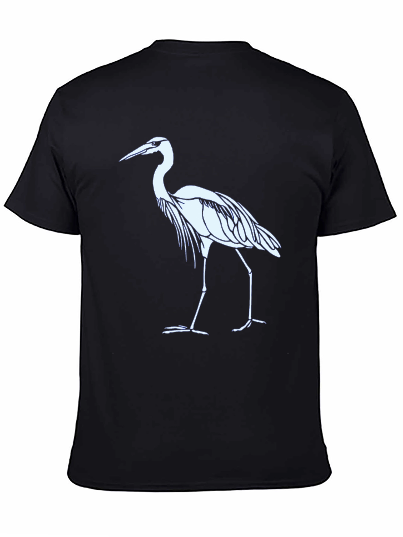 Heron Graphic Tee - Black Cotton Blend T-Shirt