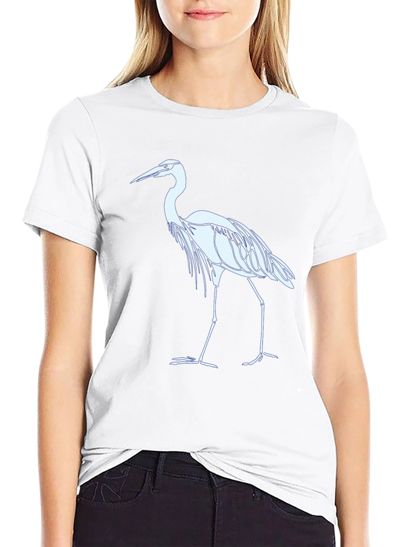 Heron Graphic Tee - Black Cotton Blend T-Shirt