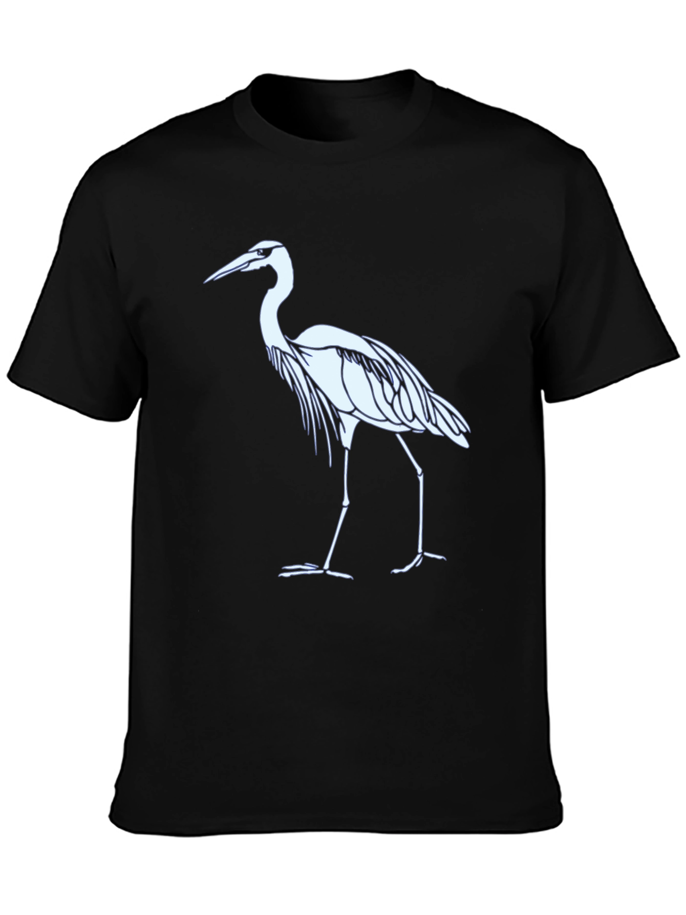 Heron Graphic Tee - Black Cotton Blend T-Shirt