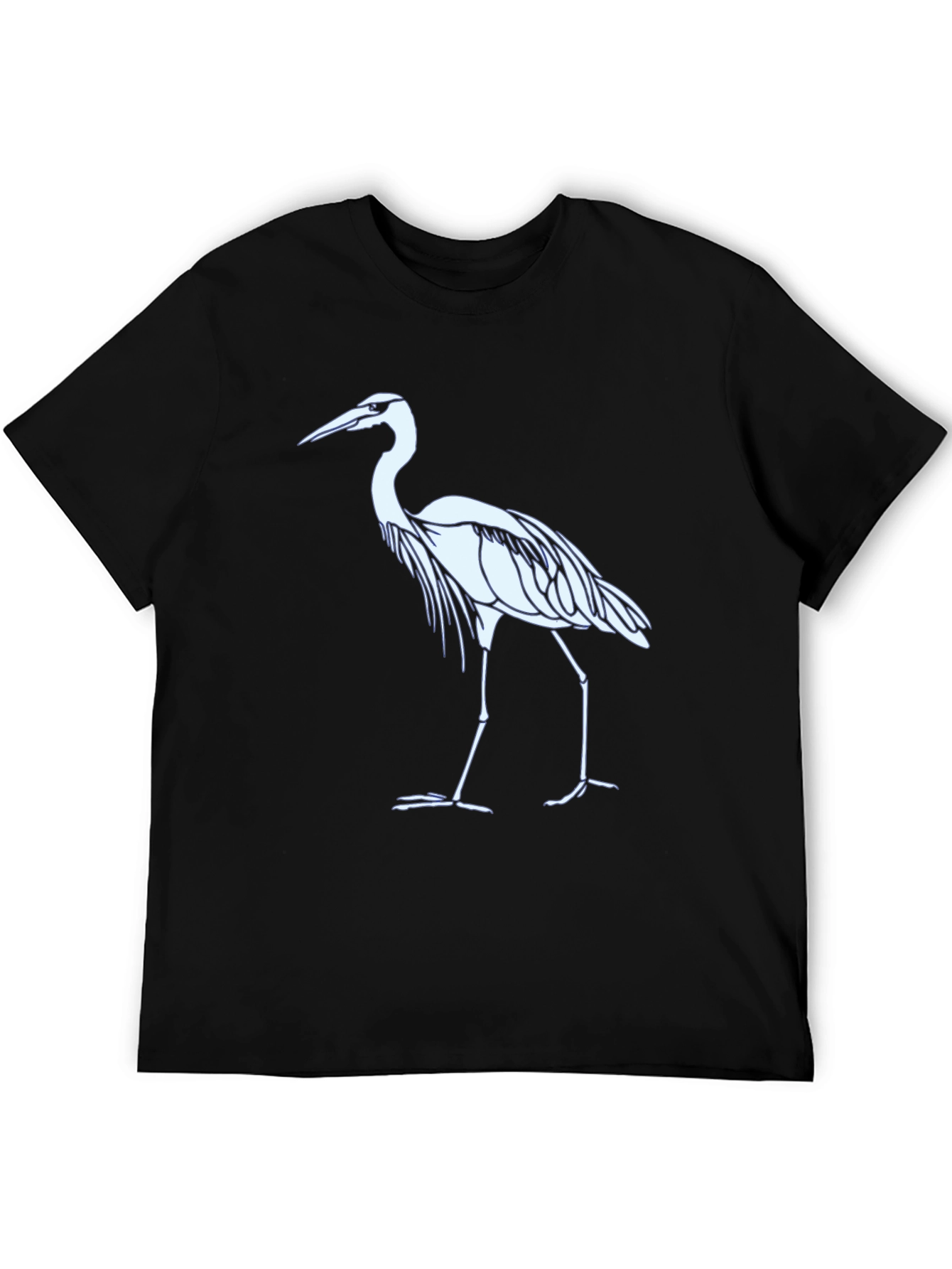 Heron Graphic Tee - Black Cotton Blend T-Shirt