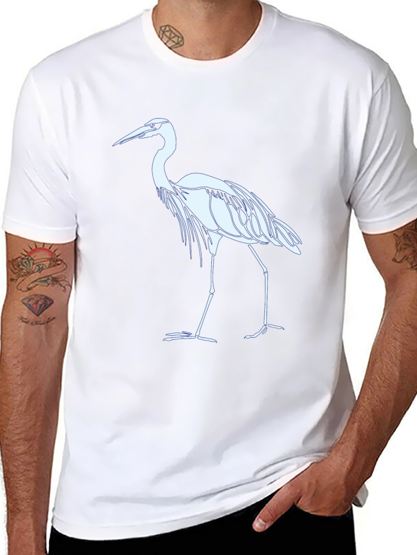 Heron Graphic Tee - Black Cotton Blend T-Shirt