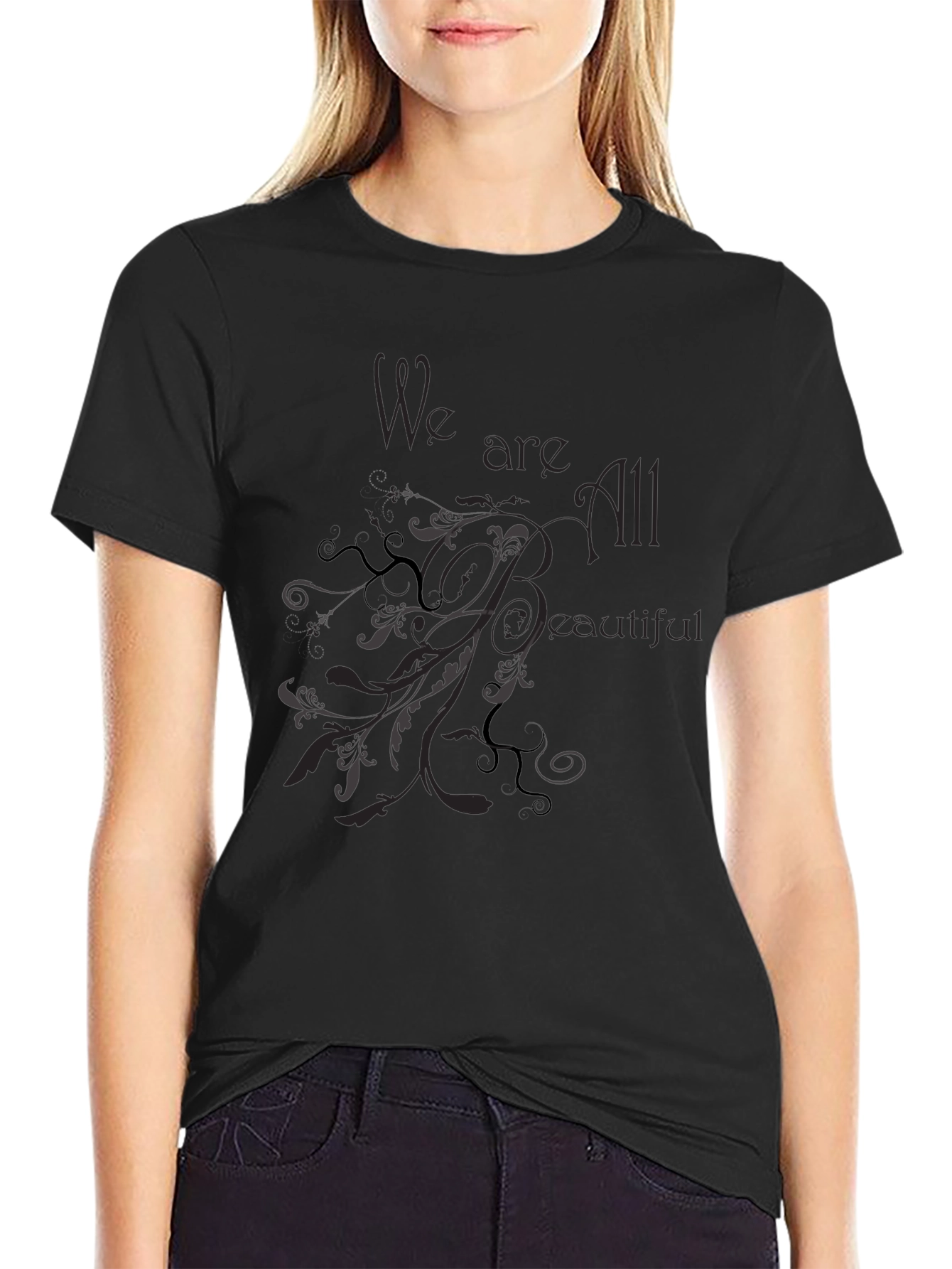 We are All Beautiful Black Graphic Tee