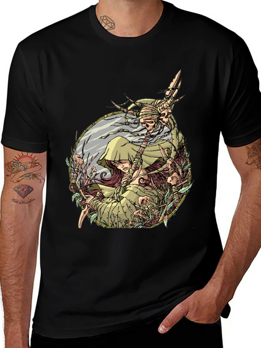 Mystic Forest Graphic Tee - Black Cotton Shirt