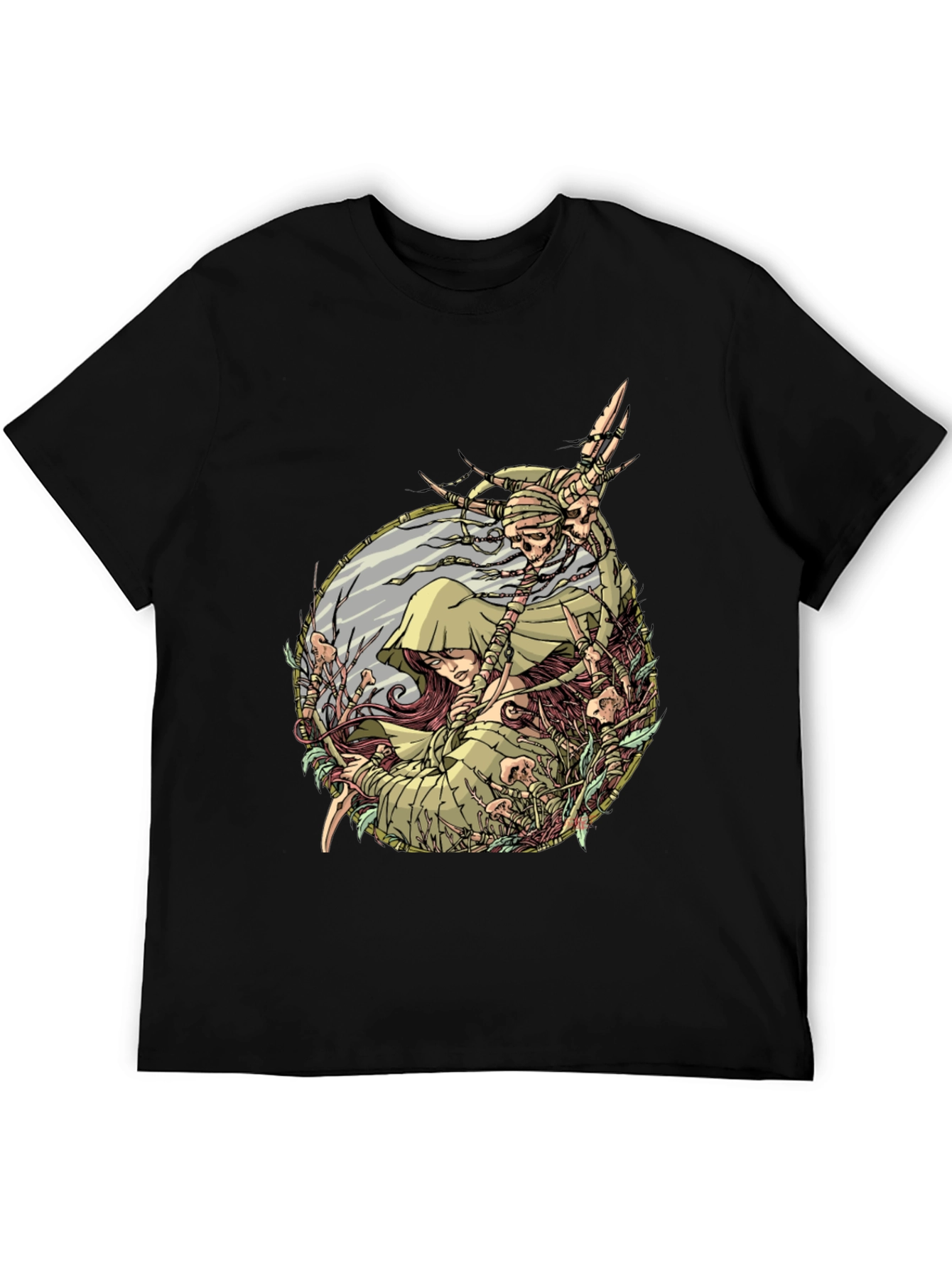 Mystic Forest Graphic Tee - Black Cotton Shirt