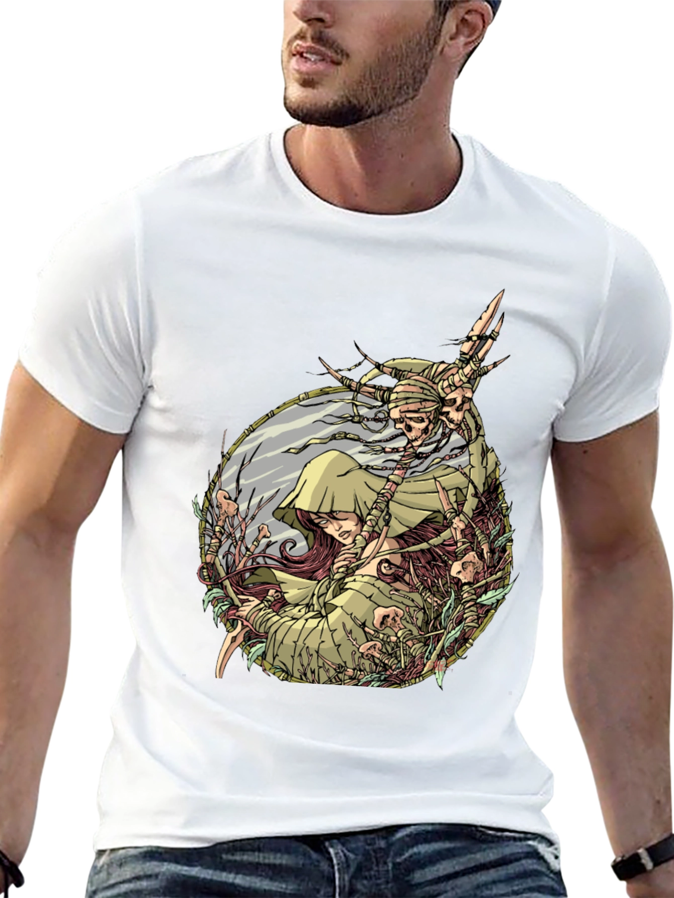Mystic Forest Graphic Tee - Black Cotton Shirt