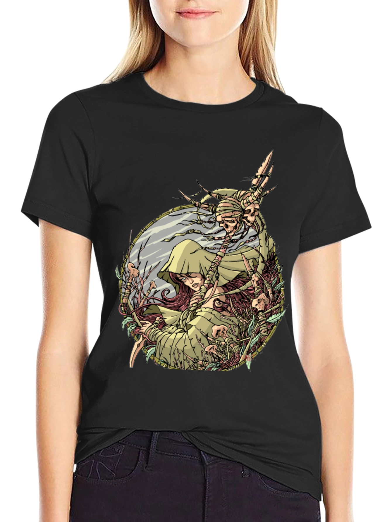 Mystic Forest Graphic Tee - Black Cotton Shirt