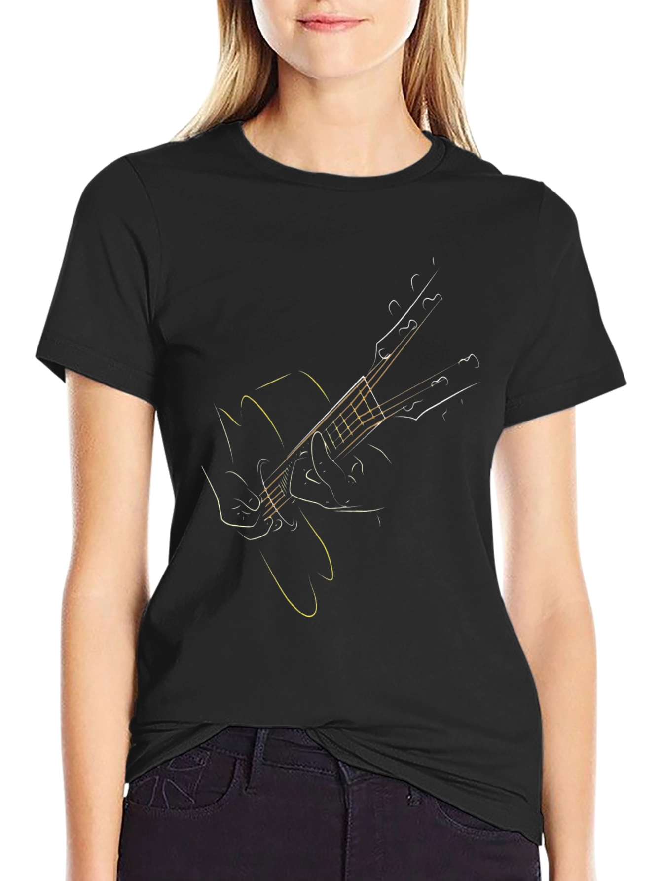 Guitar Sketch Tee - Music Lovers T-Shirt
