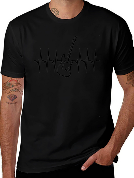 Guitar Heartbeat Graphic Print Tee