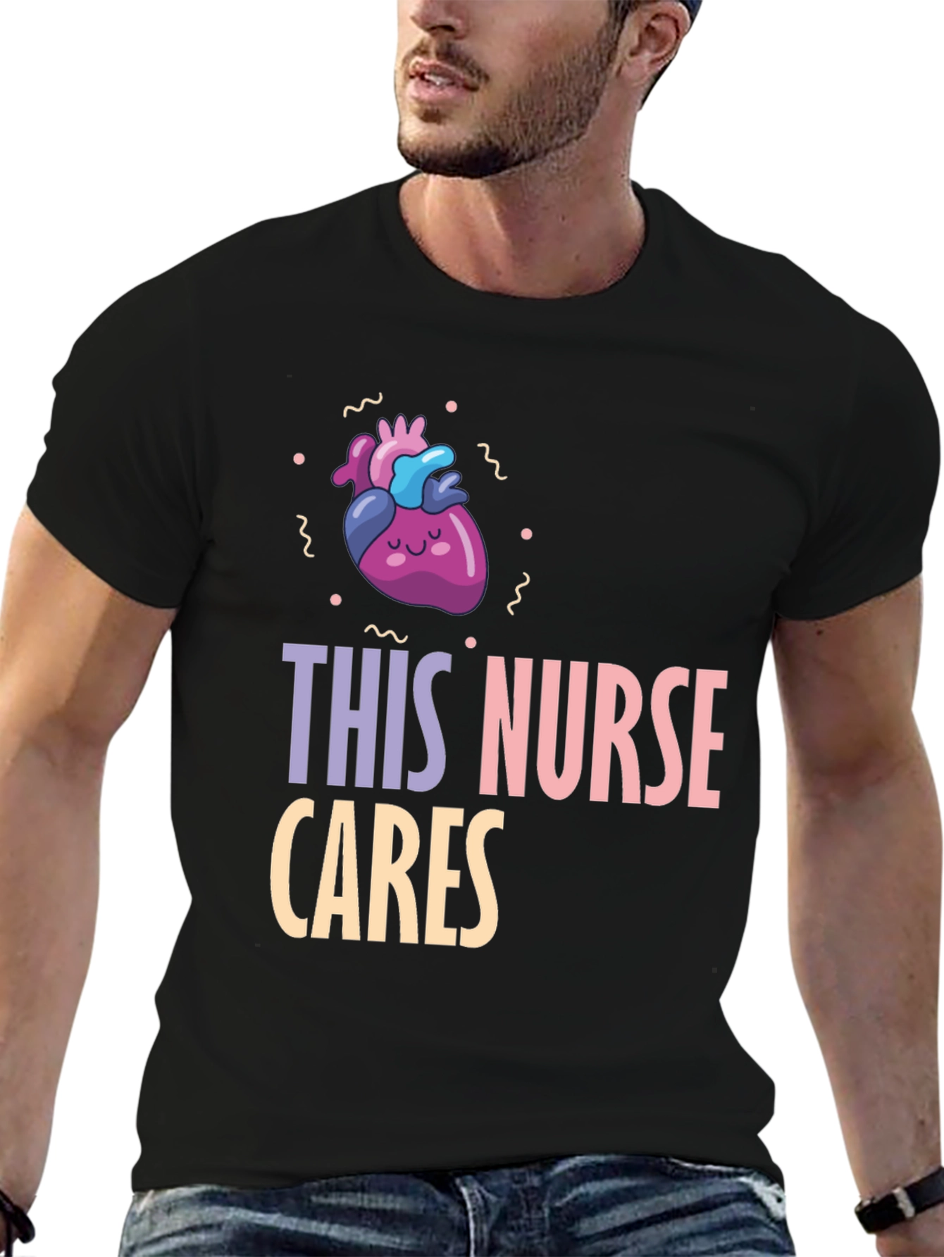 Nurse Cares Graphic Tee - Heart Design