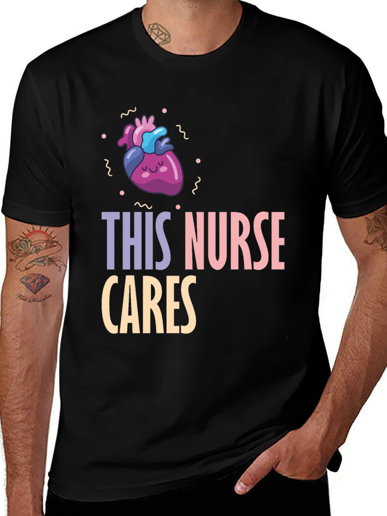 Nurse Cares Graphic Tee - Heart Design