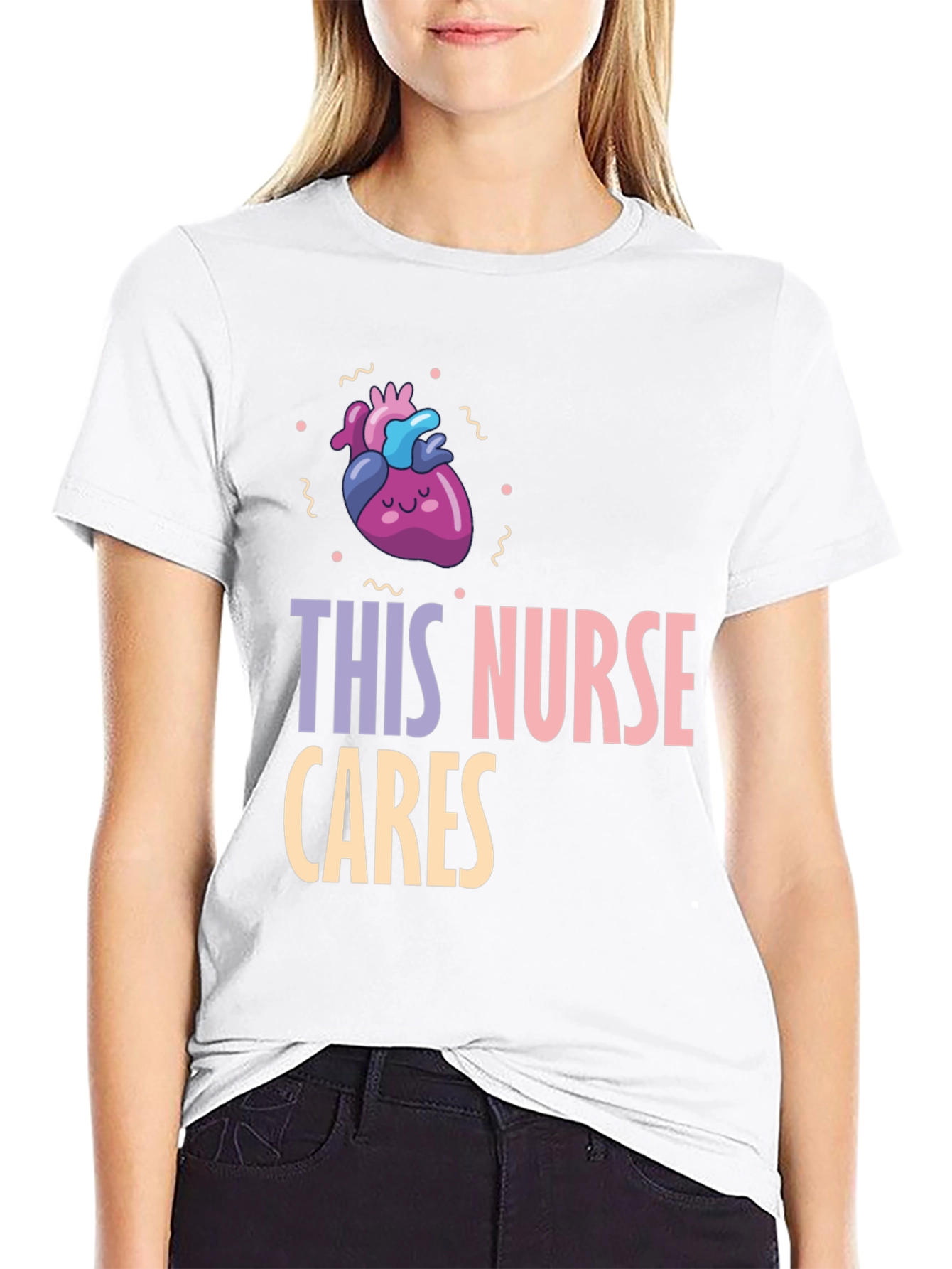 Nurse Cares Graphic Tee - Heart Design