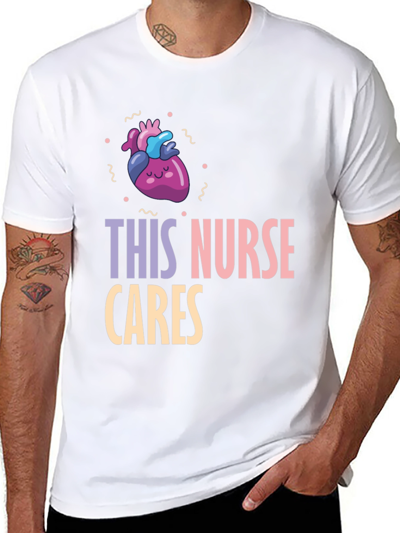 Nurse Cares Graphic Tee - Heart Design