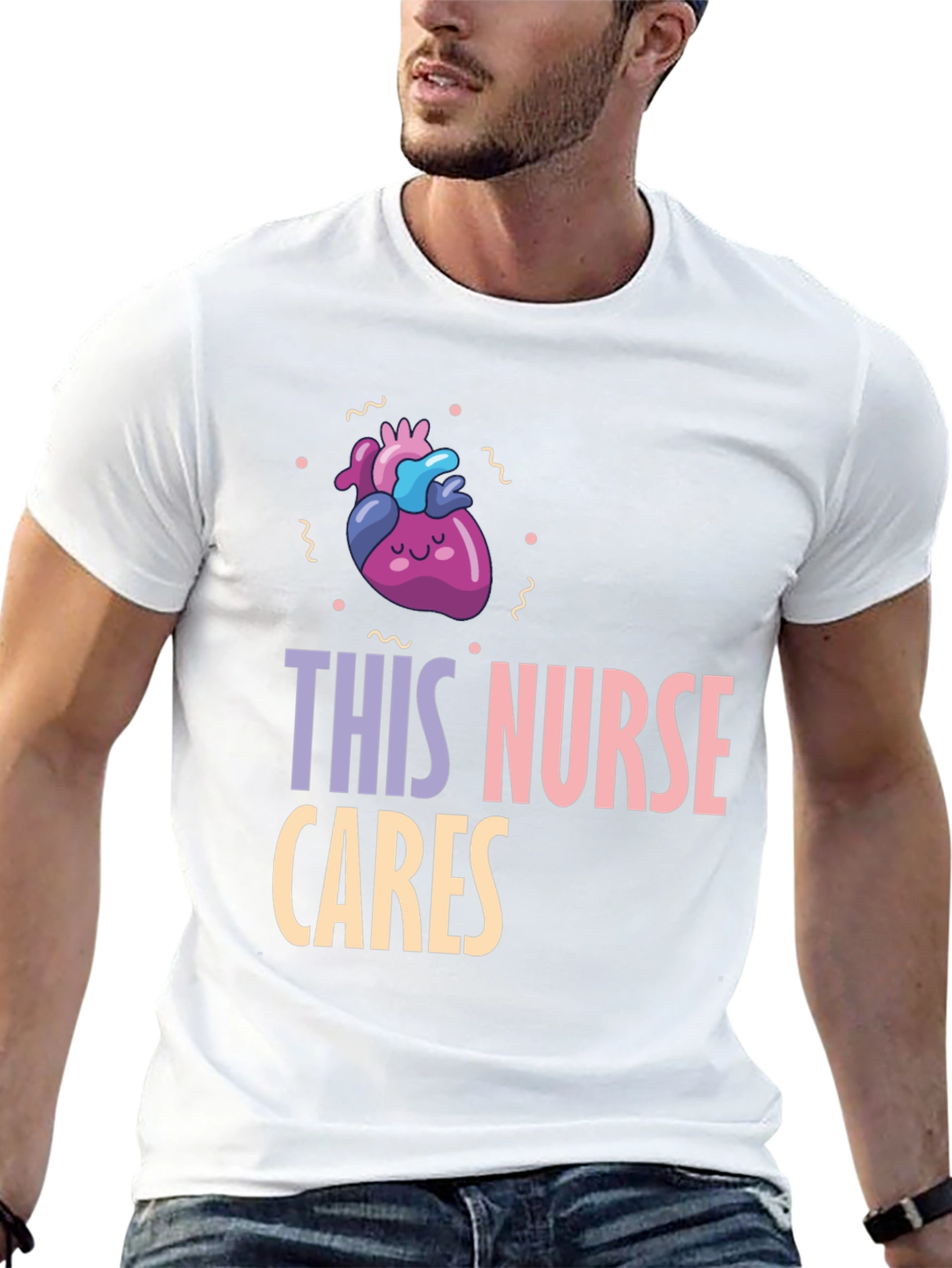 Nurse Cares Graphic Tee - Heart Design