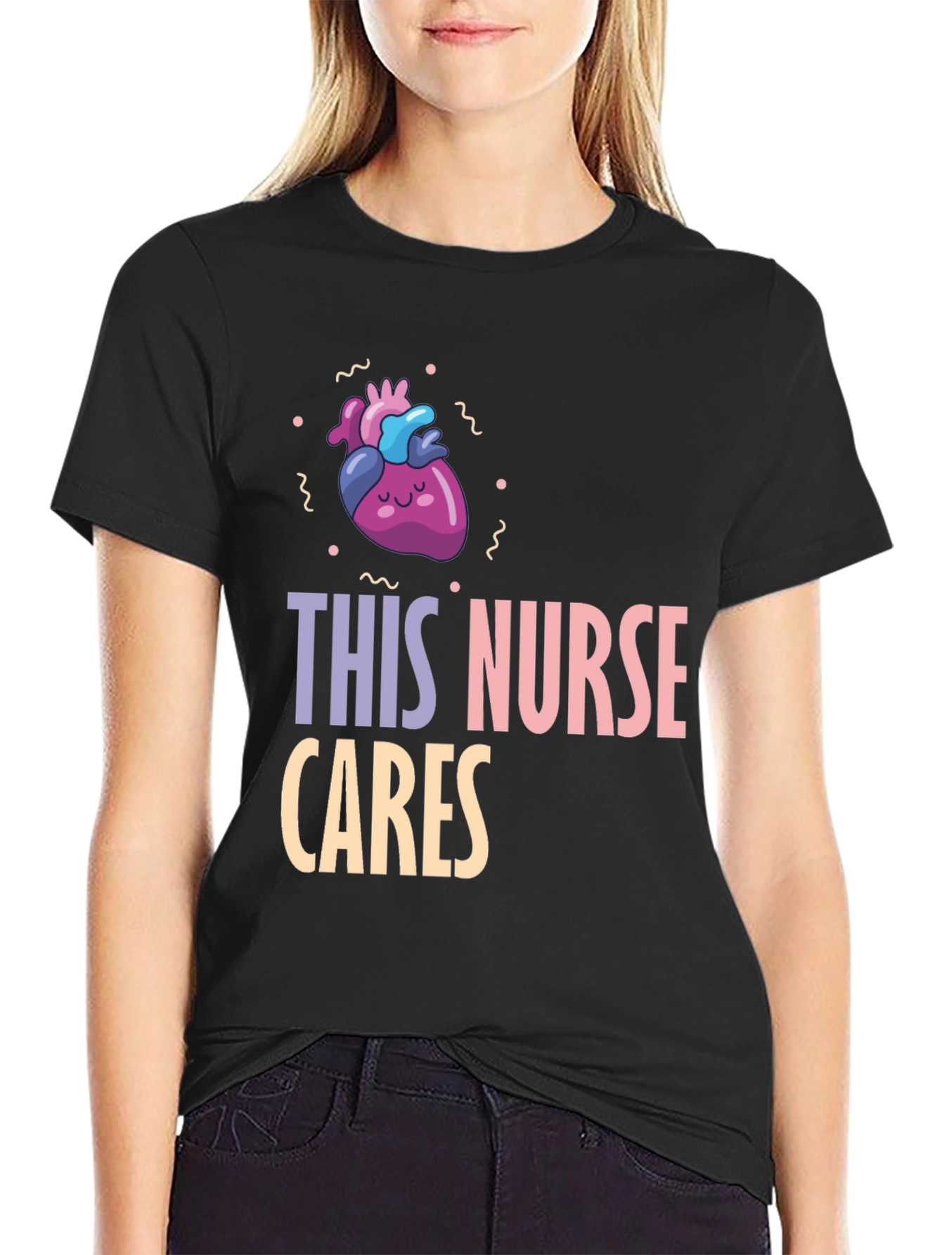 Nurse Cares Graphic Tee - Heart Design