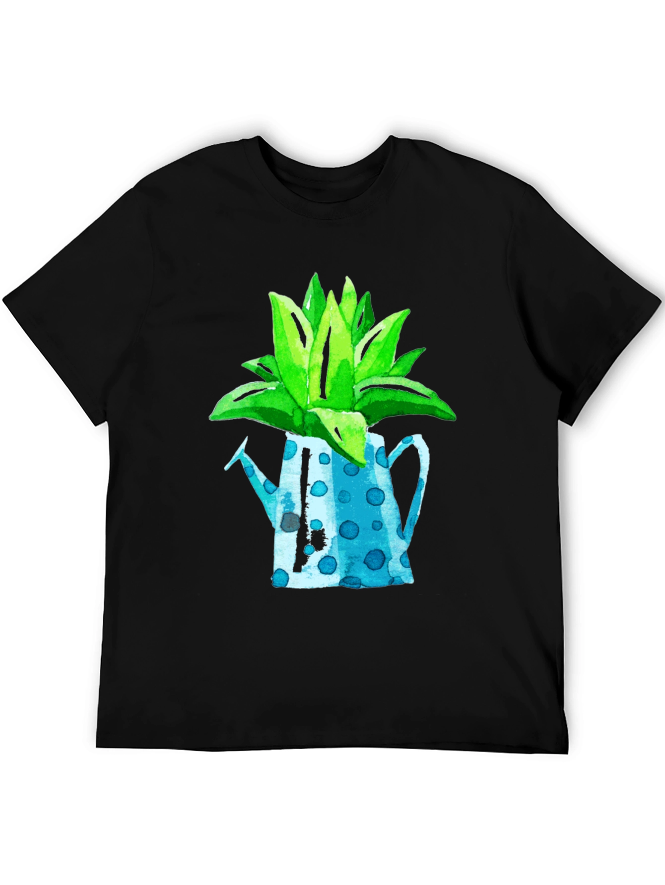Plant Pot Graphic Tee - Black Cotton T-Shirt