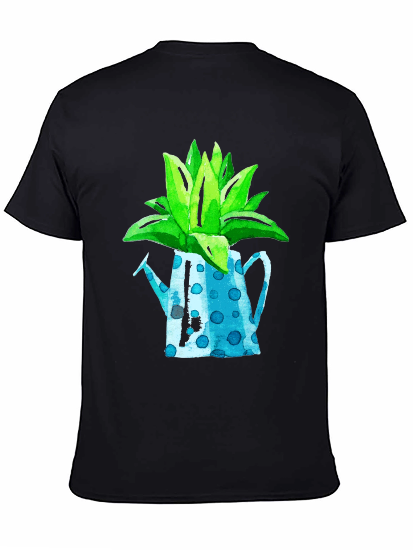 Plant Pot Graphic Tee - Black Cotton T-Shirt