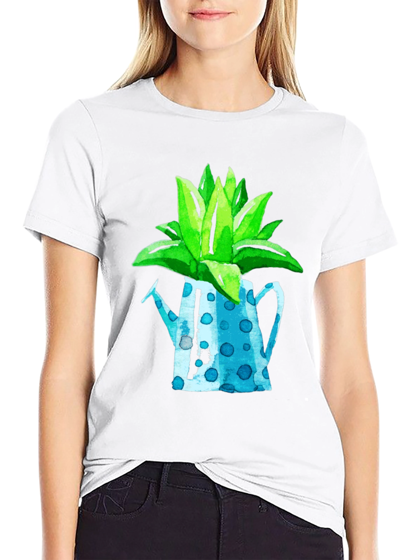 Plant Pot Graphic Tee - Black Cotton T-Shirt