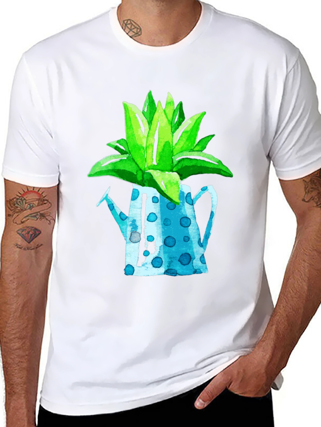 Plant Pot Graphic Tee - Black Cotton T-Shirt