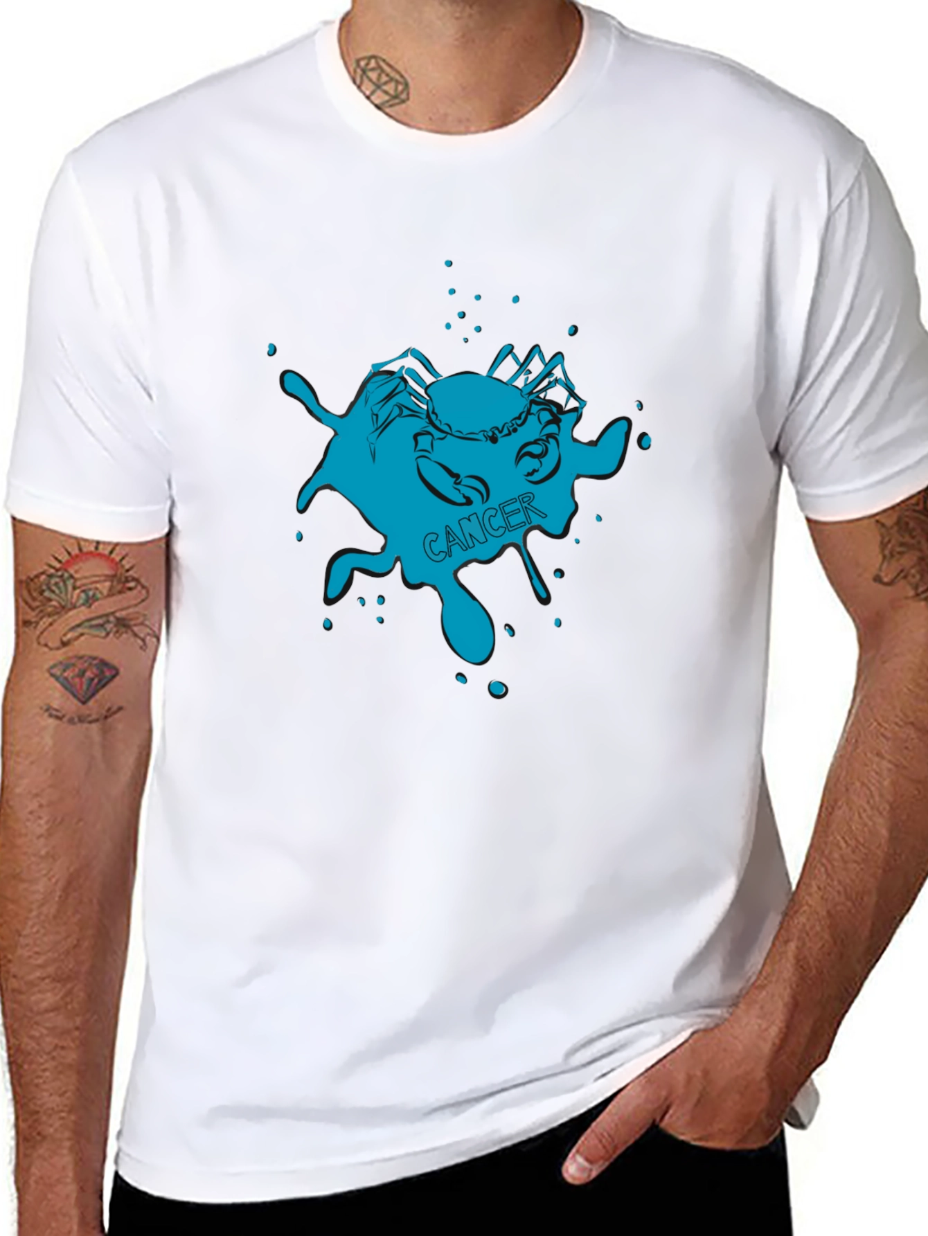Cancer Zodiac T-Shirt - Black Graphic Tee