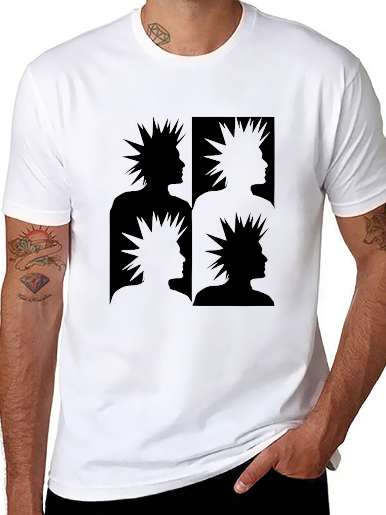 Edgy Punk Graphic Tee - Modern Silhouette Design