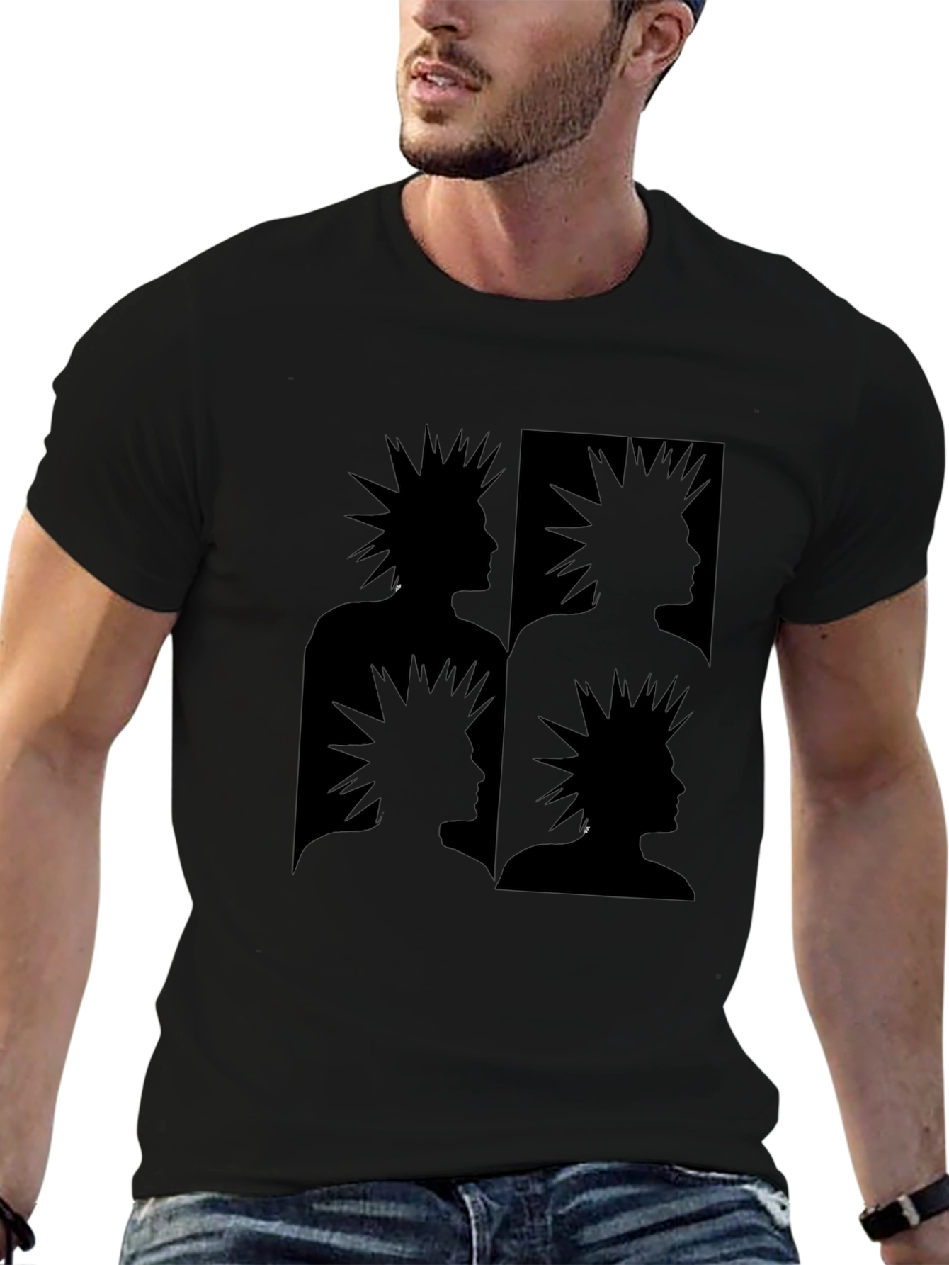 Edgy Punk Graphic Tee - Modern Silhouette Design