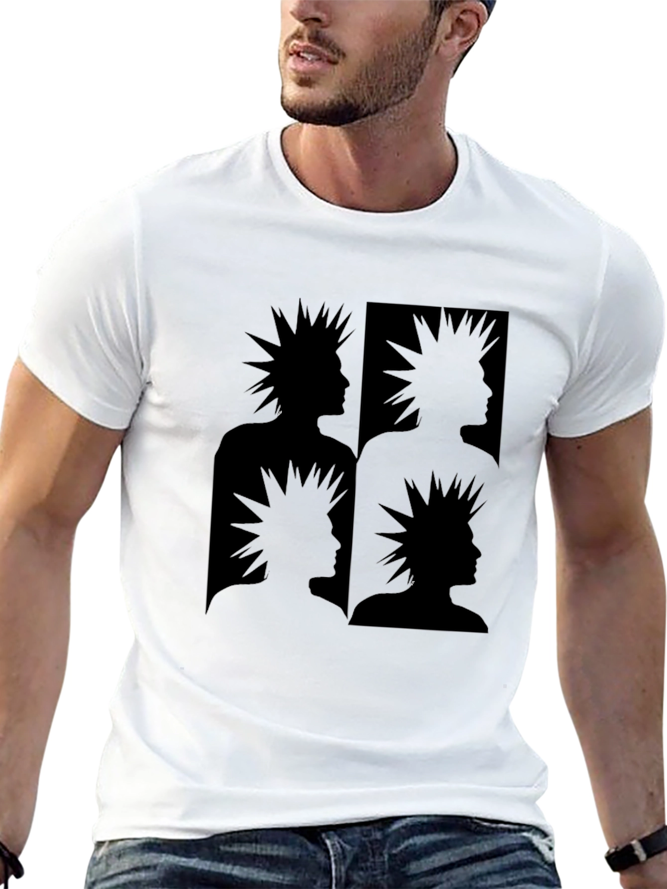 Edgy Punk Graphic Tee - Modern Silhouette Design