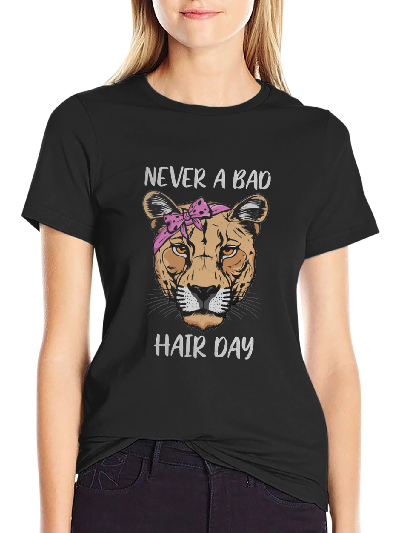 Never A Bad Hair Day Lion Graphic Tee