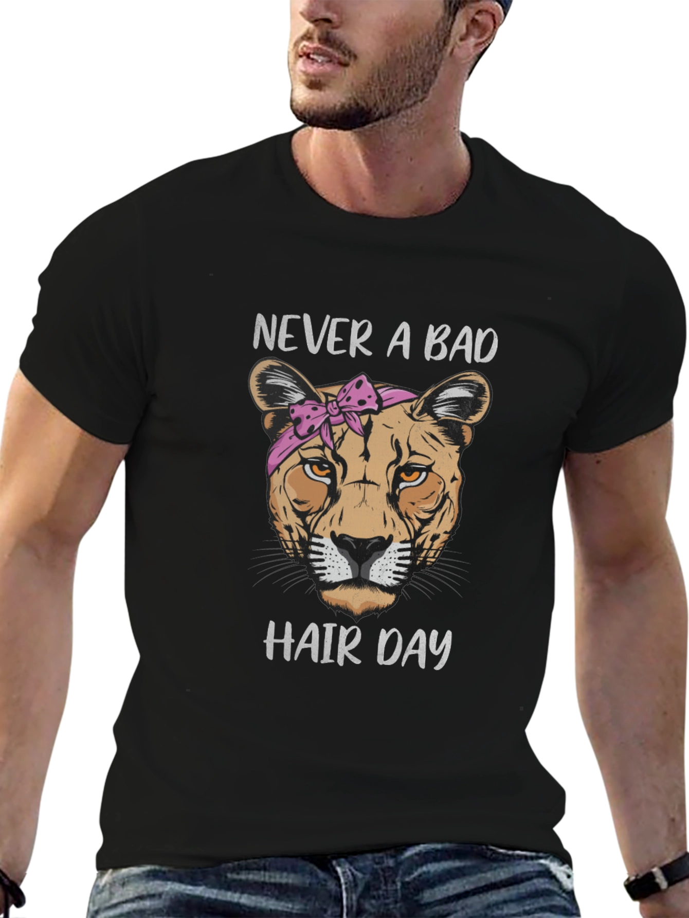 Never A Bad Hair Day Lion Graphic Tee