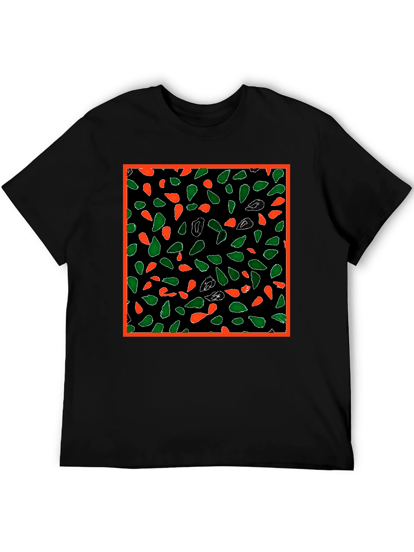 Abstract Leaf Patterned Black T-Shirt