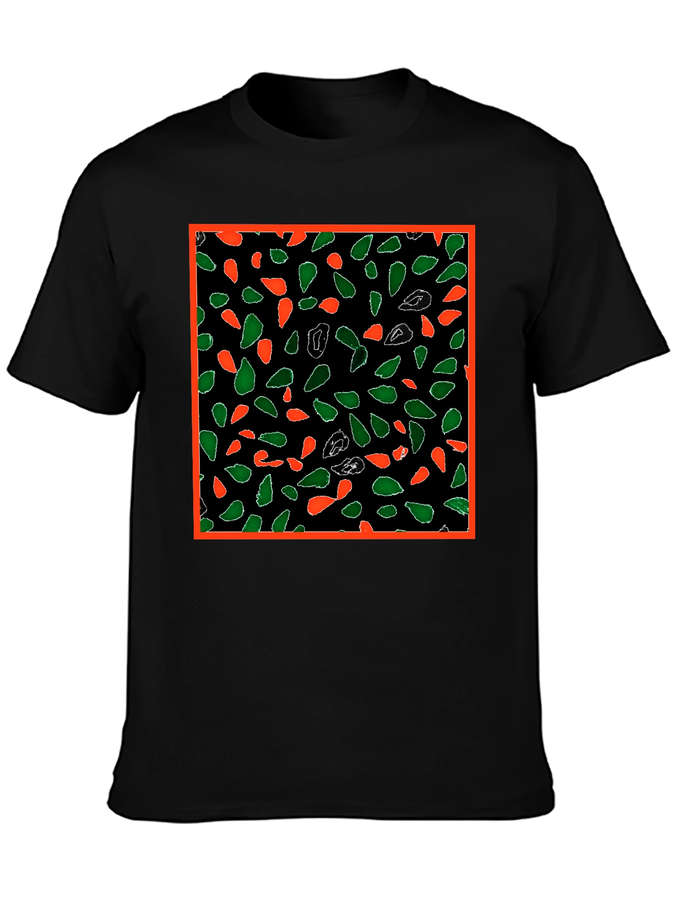 Abstract Leaf Patterned Black T-Shirt