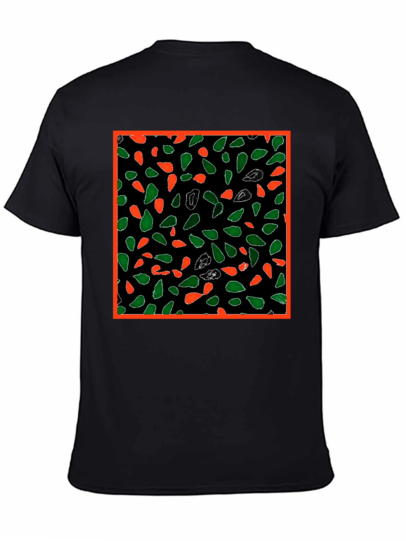 Abstract Leaf Patterned Black T-Shirt