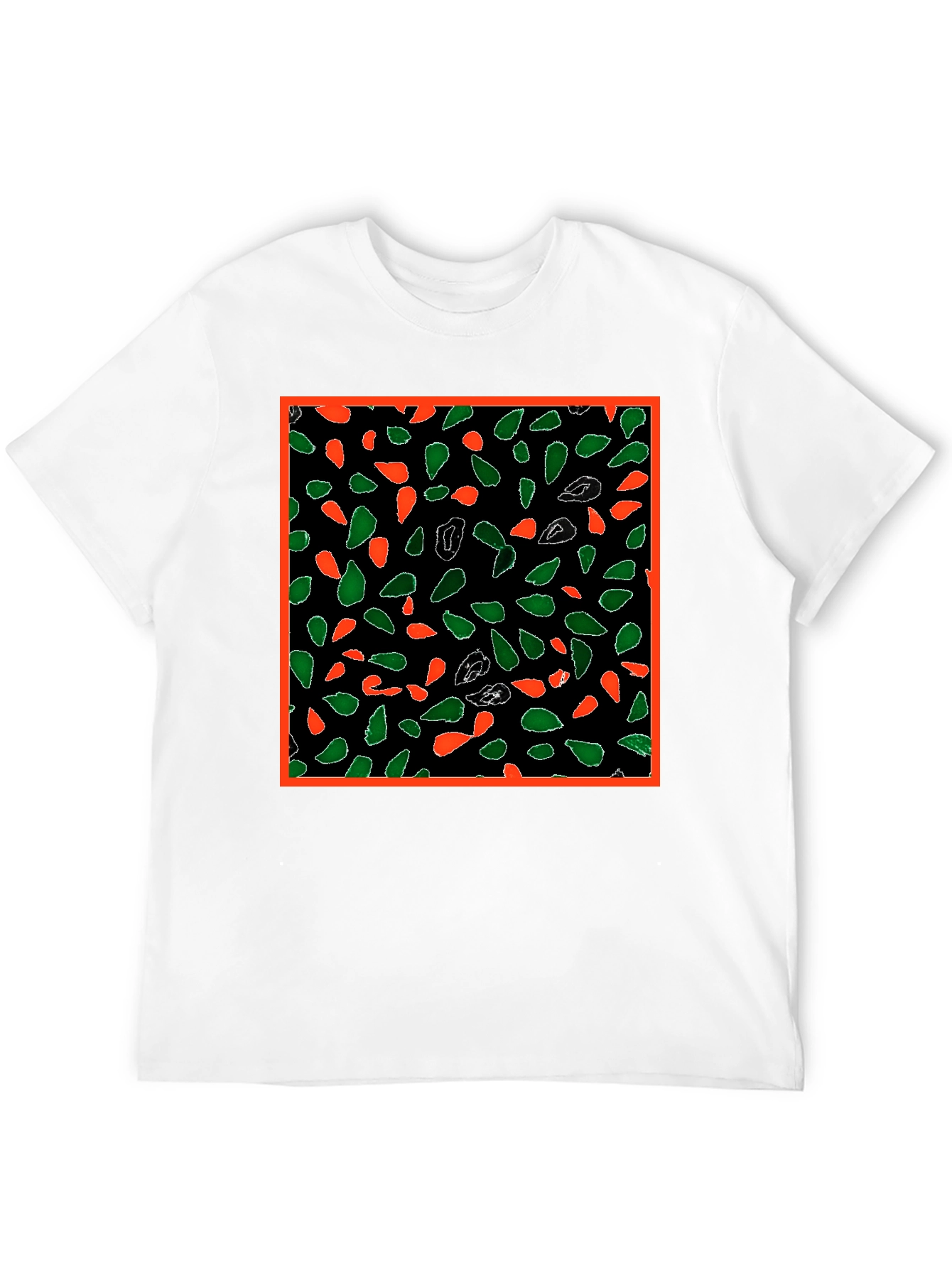Abstract Leaf Patterned Black T-Shirt