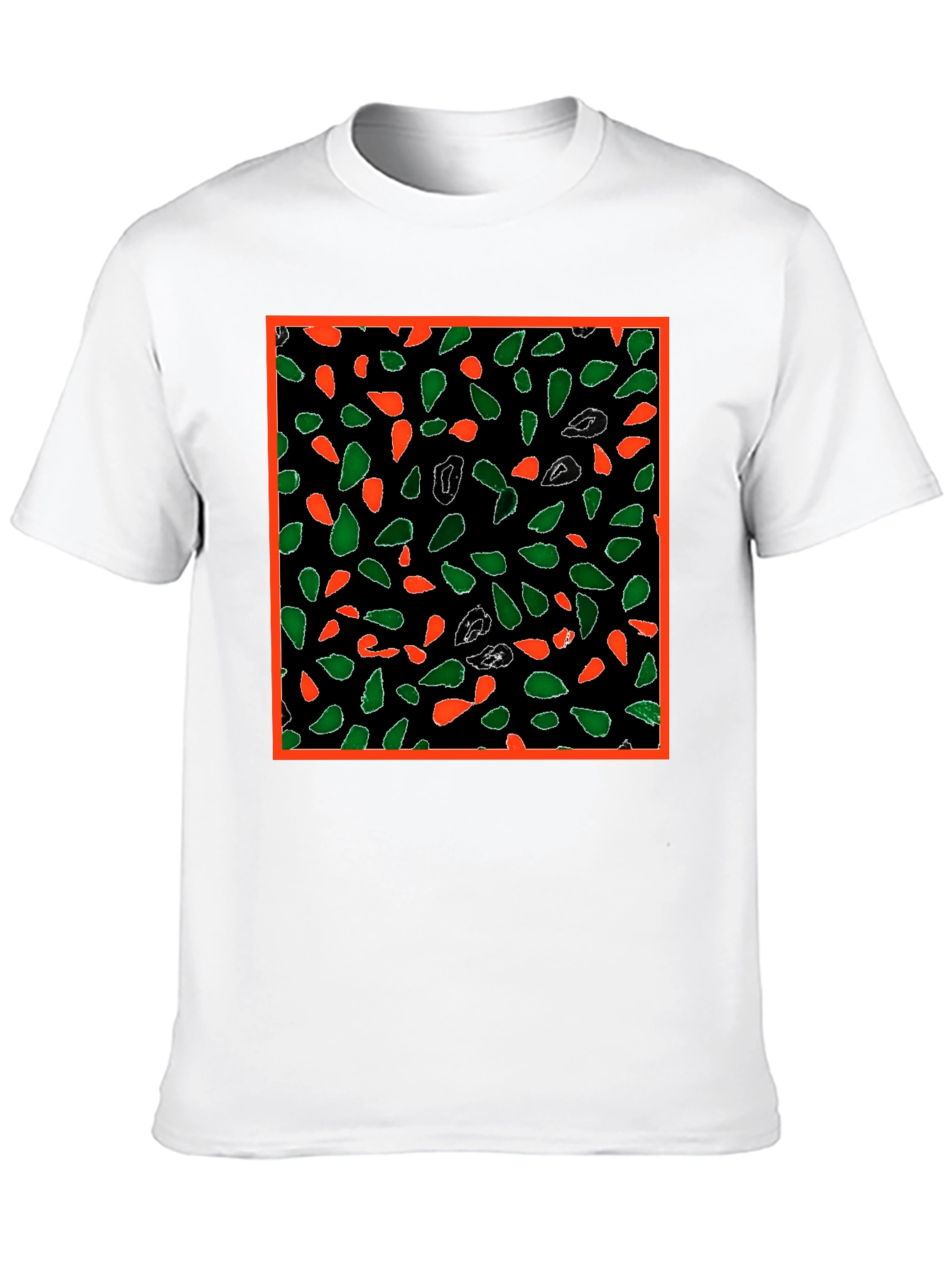 Abstract Leaf Patterned Black T-Shirt