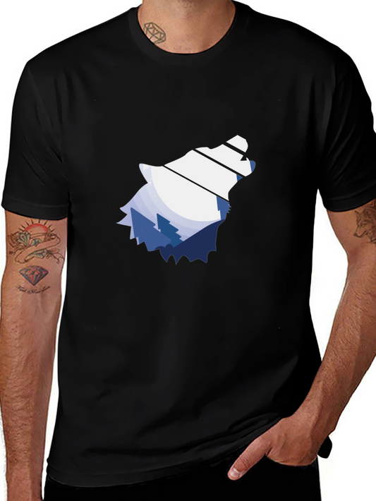 Nature Wolf Graphic Tee - Mens Black T-Shirt