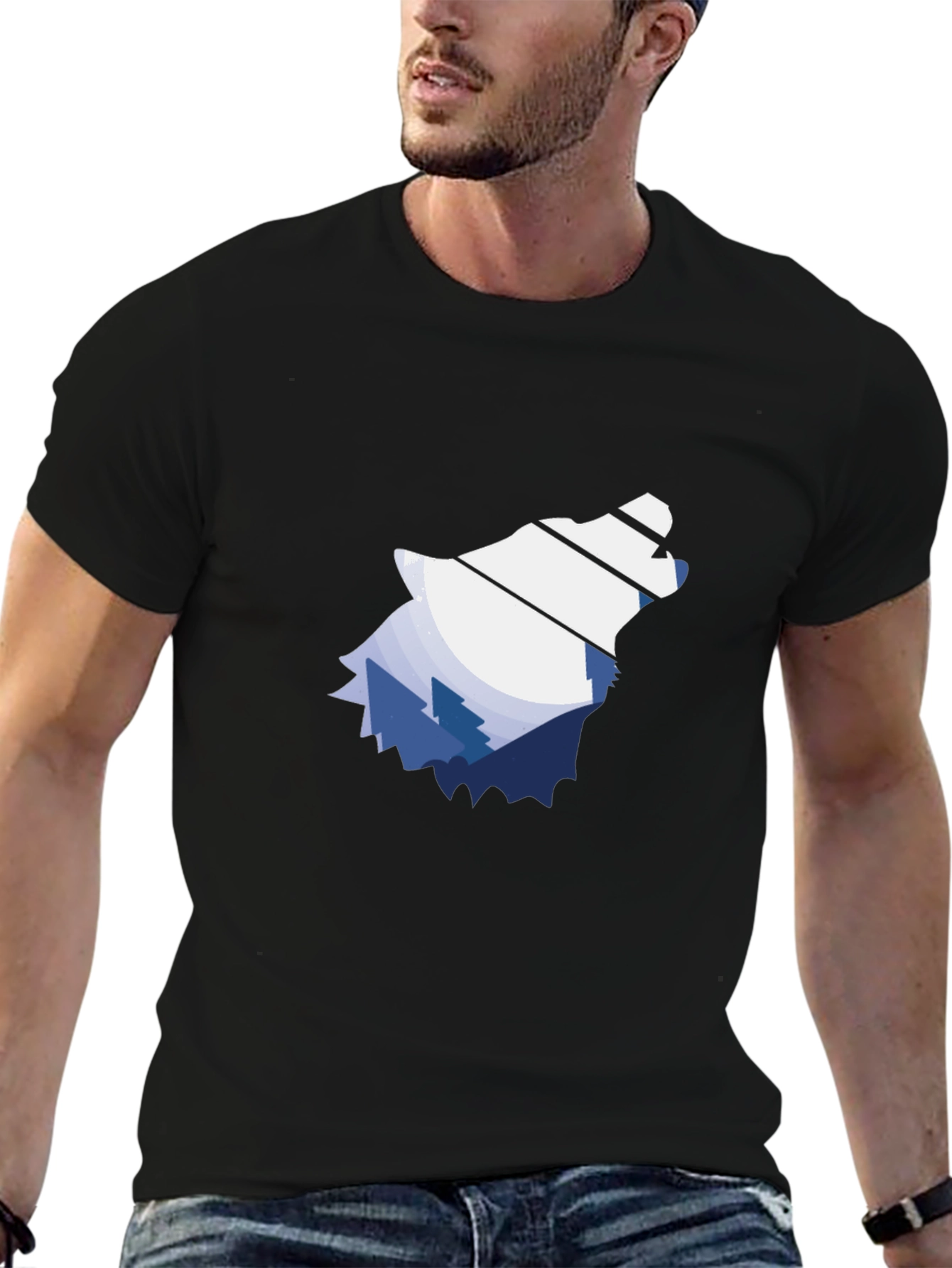 Nature Wolf Graphic Tee - Mens Black T-Shirt