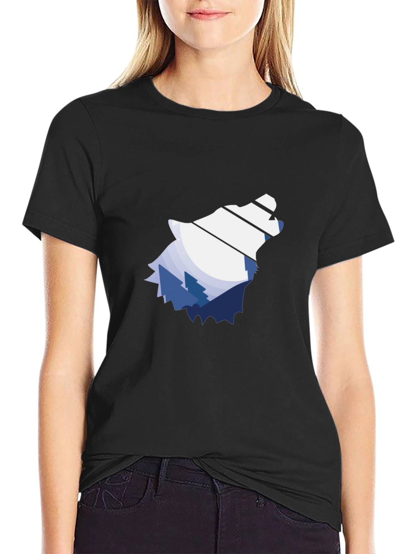 Nature Wolf Graphic Tee - Mens Black T-Shirt
