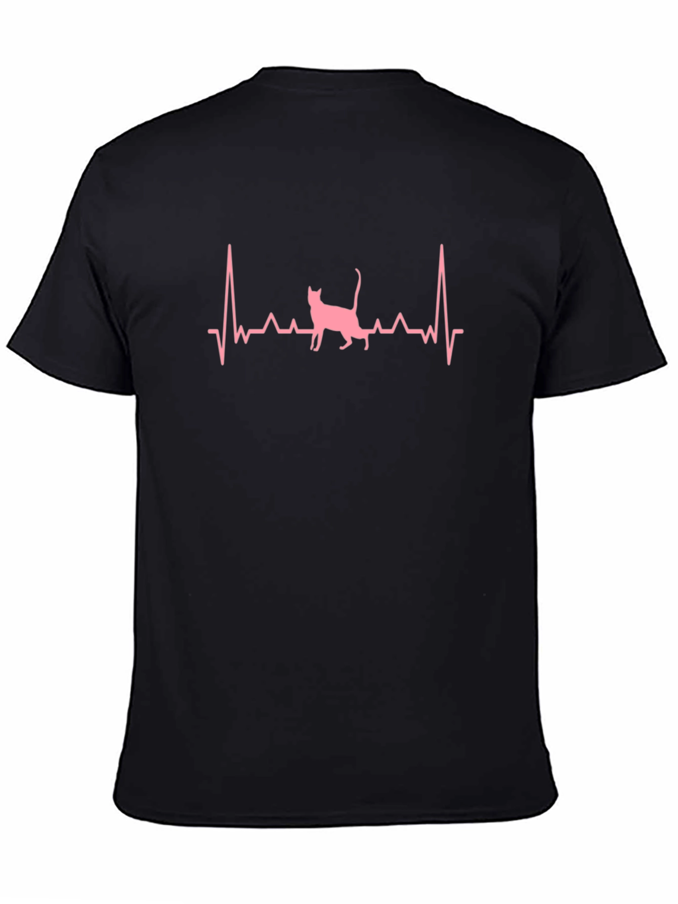 Cat Heartbeat Graphic Tee - Unisex Black T-Shirt