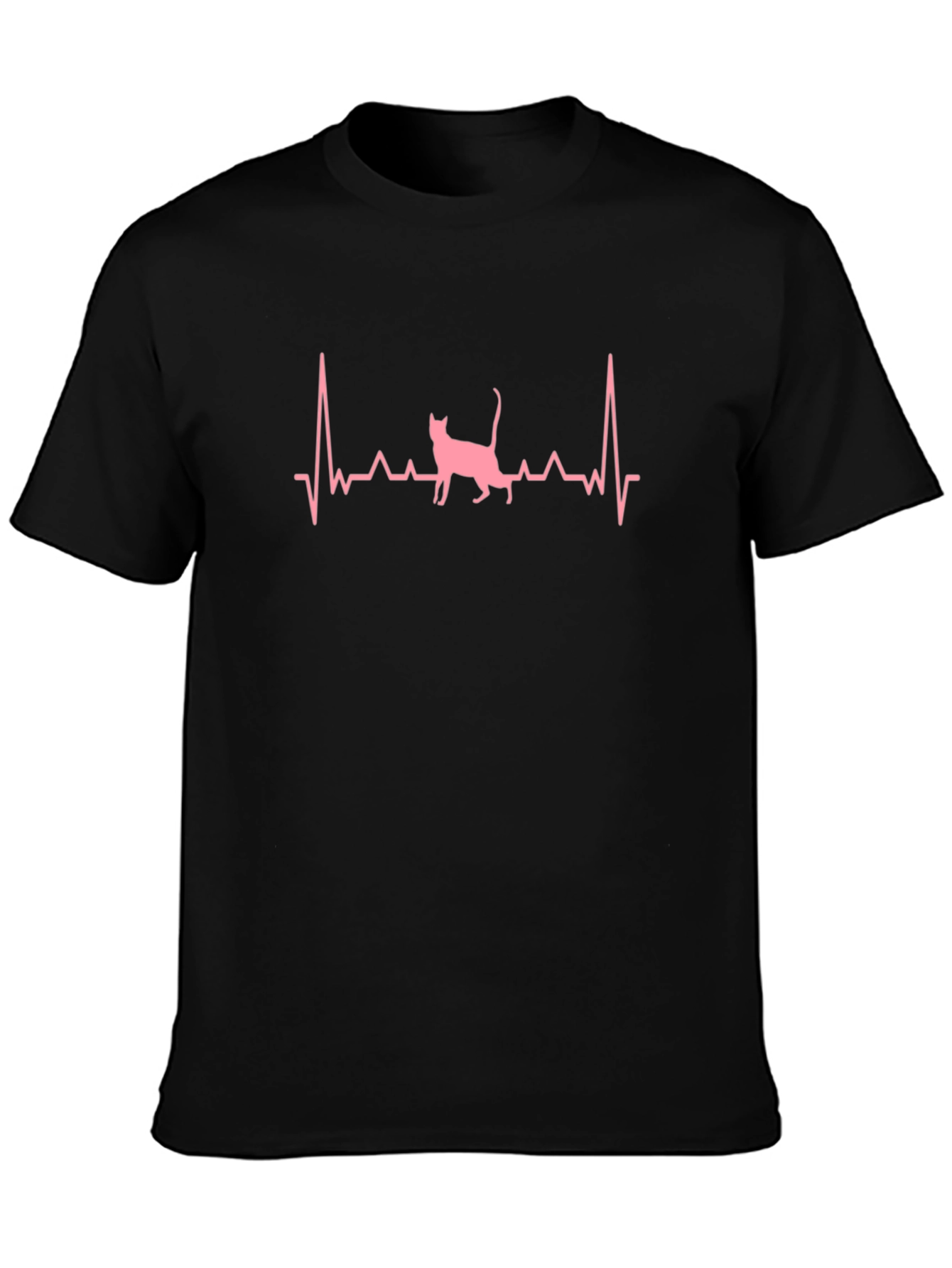 Cat Heartbeat Graphic Tee - Unisex Black T-Shirt